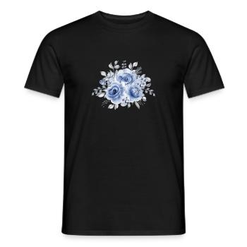 Blue Watercolor Bouquet Blue Watercolor - Men's T-Shirt - black - Front - AI Model Male 178 light (178cm)