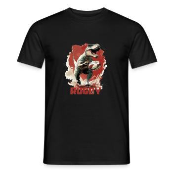 Rugby Dino T Rex Dinosaure - T-shirt homme - noir - Devant - AI Model Male 178 light (178cm)