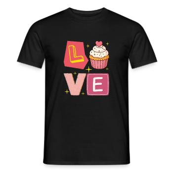 Cupcake Love – L’amour Version Sucrée Mignon - T-shirt homme - noir - Devant - AI Model Male 178 light (178cm)