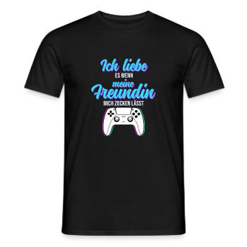 Gaming Liebe zur Freundin - Funny Geschenkidee - Männer T-Shirt - Schwarz - Vorne - AI Model Male 178 light (178cm)