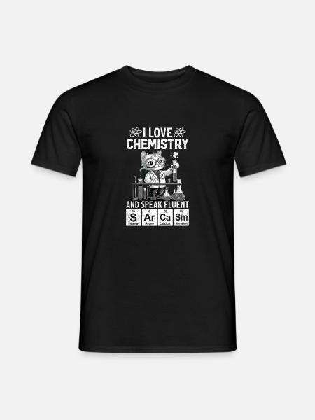 I Love Chemistry Lustige Wissenschaft Katze - Männer T-Shirt - Schwarz