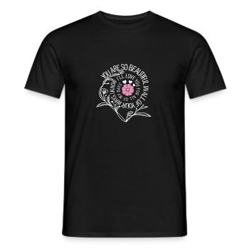 Belle citation d’amour avec fleur rose Bel amour - T-shirt homme - noir - Devant - AI Model Male 178 light (178cm)