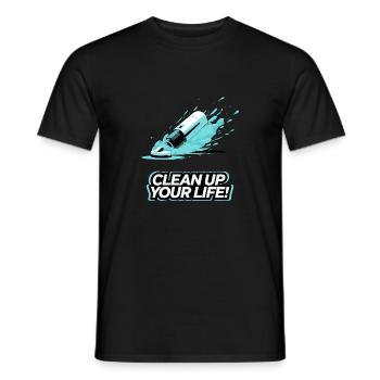STAUBSAUGER, RÄUMEN SIE IHR LEBEN AUF - Männer T-Shirt - Schwarz - Vorne - AI Model Male 178 light (178cm)