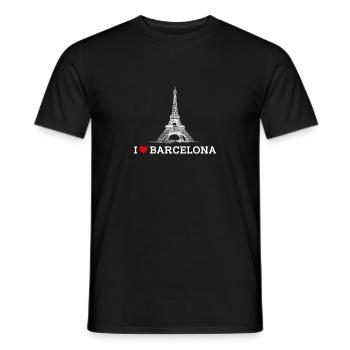 J’aime Barcelone Cool Tower Eiffel Coeur Drapeau Jeu de mots - T-shirt homme - noir - Devant - AI Model Male 178 light (178cm)