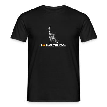 J’aime Barcelone Cool Statue De La Liberté Coeur Drapeau - T-shirt homme - noir - Devant - AI Model Male 178 light (178cm)