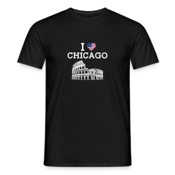 I Love Chicago Heart Flag United States Of America - Men's T-Shirt - black - Front - AI Model Male 178 light (178cm)