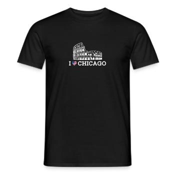 I Love Chicago Colosseum Heart Flag Pun America - Men's T-Shirt - black - Front - AI Model Male 178 light (178cm)
