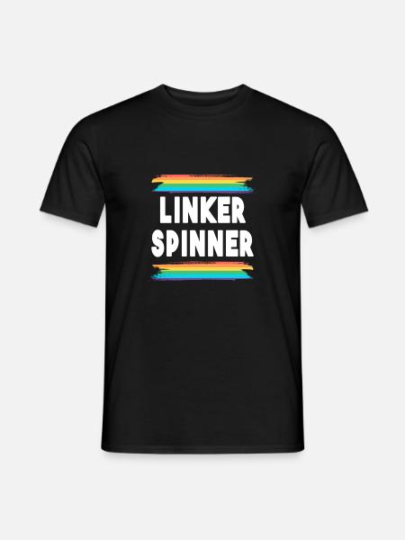 Linker Spinner Regenbogen Menschenrechte links - Männer T-Shirt - Schwarz