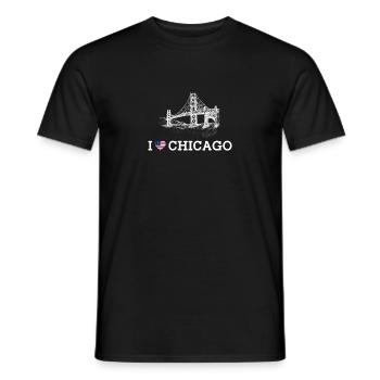 I Love Chicago Cool Golden Gate Bridge Lover Flag - Men's T-Shirt - black - Front - AI Model Male 178 light (178cm)