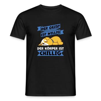körper chillig haha ich piss mich - Männer T-Shirt - Schwarz - Vorne - AI Model Male 178 light (178cm)