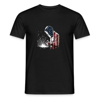 Soudeur patriotique drapeau américain - Weld Welding Ironworker - T-shirt homme - noir - Devant - AI Model Male 178 light (178cm)