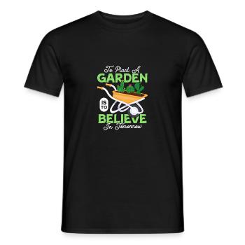 Planter Un Jardin, C’est Croire Jardin Botanique - T-shirt homme - noir - Devant - AI Model Male 178 light (178cm)