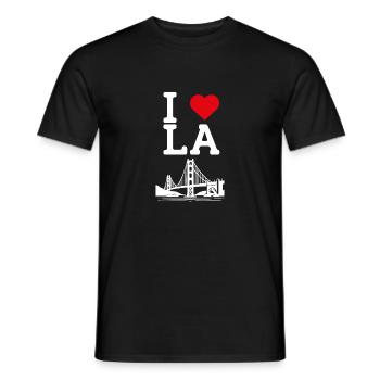 Ik hou van LA Cool Heart Flag Los Angeles Golden Gate - Heren T-shirt - zwart - Voor - AI Model Male 178 light (178cm)