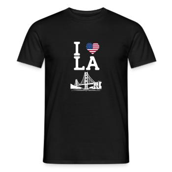 I Love LA Golden Gate Bridge Los Angeles Flag Pun - Men's T-Shirt - black - Front - AI Model Male 178 light (178cm)