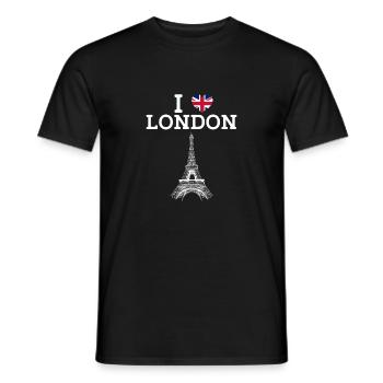 J’aime Londres Tour Eiffel Cool Heart Drapeau Angleterre - T-shirt homme - noir - Devant - AI Model Male 178 light (178cm)