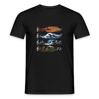Feu, Eau, Terre, Air, Musique, Éléments - T-shirt homme - noir - Devant - AI Model Male 178 light (178cm)