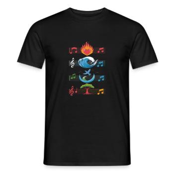 Feu, Eau, Terre, Air, Musique, Éléments - T-shirt homme - noir - Devant - AI Model Male 178 light (178cm)