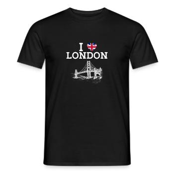 J’aime Londres Golden Gate Bridge Coeur Drapeau Jeu de mots - T-shirt homme - noir - Devant - AI Model Male 178 light (178cm)