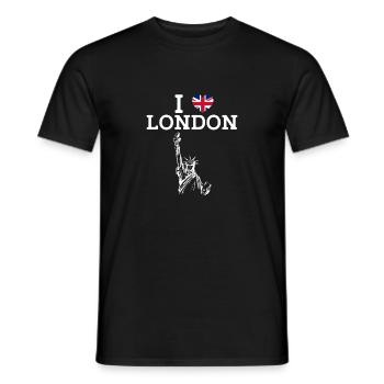 J’aime Londres Statue De La Liberté Angleterre Drapeau Jeu De Mots - T-shirt homme - noir - Devant - AI Model Male 178 light (178cm)