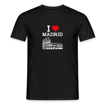 I Love Madrid Cool Heart Flag Colosseum Lover Pun - Men's T-Shirt - black - Front - AI Model Male 178 light (178cm)