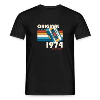 51ème Anniversaire Original Avril Millésime 1974 - T-shirt homme - noir - Devant - AI Model Male 178 light (178cm)