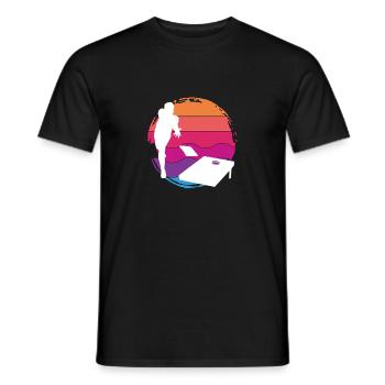 Cornhole Spieler Sonnenuntergang Silhouette - Männer T-Shirt - Schwarz - Vorne - AI Model Male 178 light (178cm)