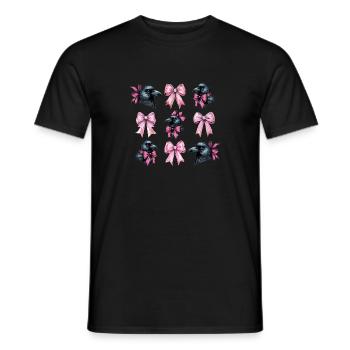 Coquette Bow Raven Crow Bird Girl Mom Pink - Men's T-Shirt - black - Front - AI Model Male 178 light (178cm)