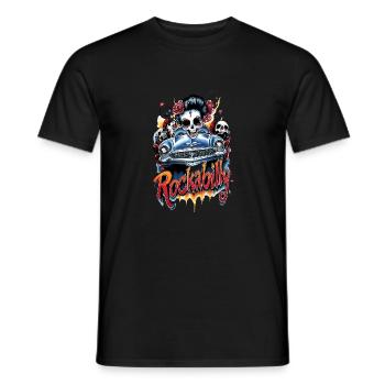 Rockabilly Hot Rod Fille Crâne - T-shirt homme - noir - Devant - AI Model Male 178 light (178cm)
