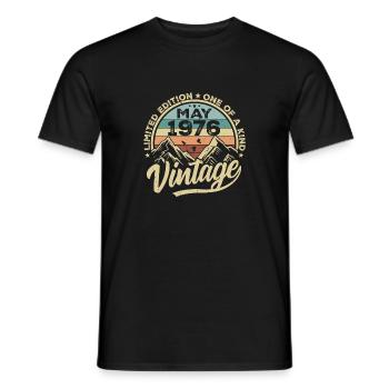 Birthday Vintage May 1976 original May 1976 - Men's T-Shirt - black - Front - AI Model Male 178 light (178cm)