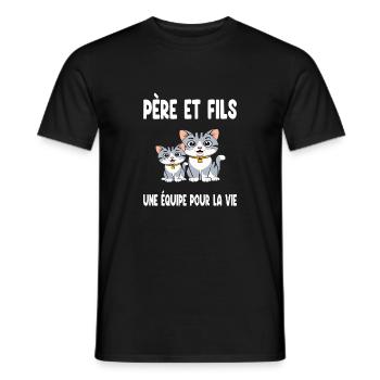 Father and Son Cat Dad Duo Matching Father's Day - Men's T-Shirt - black - Front - AI Model Male 178 light (178cm)