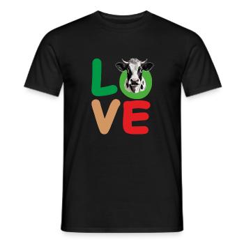 LOVE COW - Men's T-Shirt - black - Front - AI Model Male 178 light (178cm)