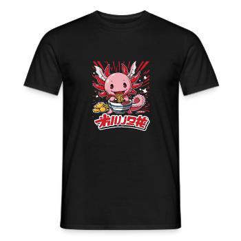 Axolotl Mit Ramen Und Karaage In Bunter - Männer T-Shirt - Schwarz - Vorne - AI Model Male 178 light (178cm)