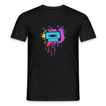 80's Theme Party Cassette de tenue des années 80 - T-shirt homme - noir - Devant - AI Model Male 178 light (178cm)