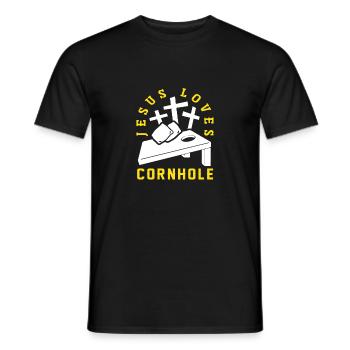 Jesus Liebt Cornhole Spieler Design - Männer T-Shirt - Schwarz - Vorne - AI Model Male 178 light (178cm)
