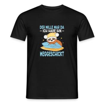 Faultier Schlafshirt Pyjama Der Wille War Da Ich - Männer T-Shirt - Schwarz - Vorne - AI Model Male 178 light (178cm)