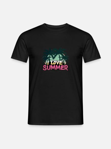 I Love Summer Palm Trees Beach Vibes Sunset - Men's T-Shirt - black