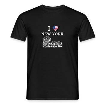 New York Lover Colosseum USA Flag Heart Humor - Men's T-Shirt - black - Front - AI Model Male 178 light (178cm)