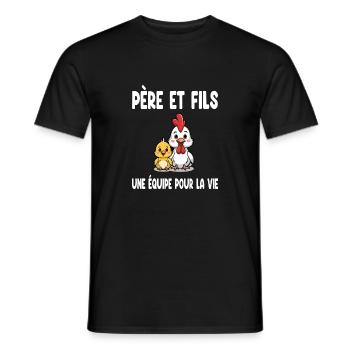 père et fils poule papa duo assorti fête des pères - T-shirt homme - noir - Devant - AI Model Male 178 light (178cm)
