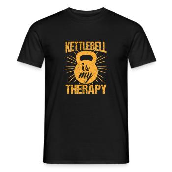 Fitness Fanatics Kettlebell Is My Therapy - Men's T-Shirt - black - Front - AI Model Male 178 light (178cm)