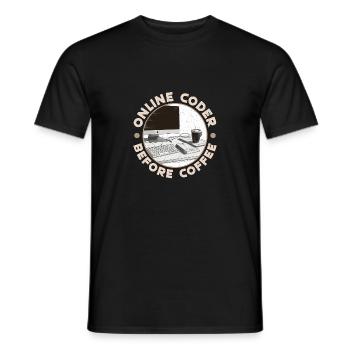 Online Coder Before Coffee Developer Coffee Lover - Men's T-Shirt - black - Front - AI Model Male 178 light (178cm)