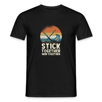 Stick Together Win Together Hockey Graphics - Men's T-Shirt - black - Front - AI Model Male 178 light (178cm)