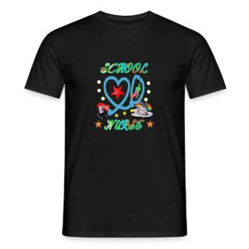 Bunte Schulkrankenschwester - Männer T-Shirt - Schwarz - Vorne - AI Model Male 178 light (178cm)
