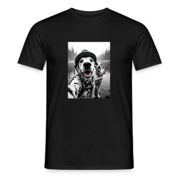 Fischerei Dalmatiner Hund Selfie - Männer T-Shirt - Schwarz - Vorne - AI Model Male 178 light (178cm)