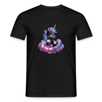 Magical Unicorn on Clouds with Heart Motifs for - Men's T-Shirt - black - Front - AI Model Male 178 light (178cm)