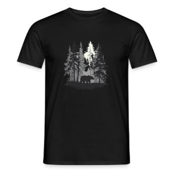 Bear Forest Silhouette Fir Trees Nature - Men's T-Shirt - black - Front - AI Model Male 178 light (178cm)