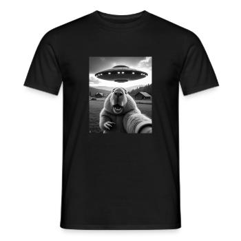 Selfie Capybara avec OVNI Capybara Cadeaux - T-shirt homme - noir - Devant - AI Model Male 178 light (178cm)