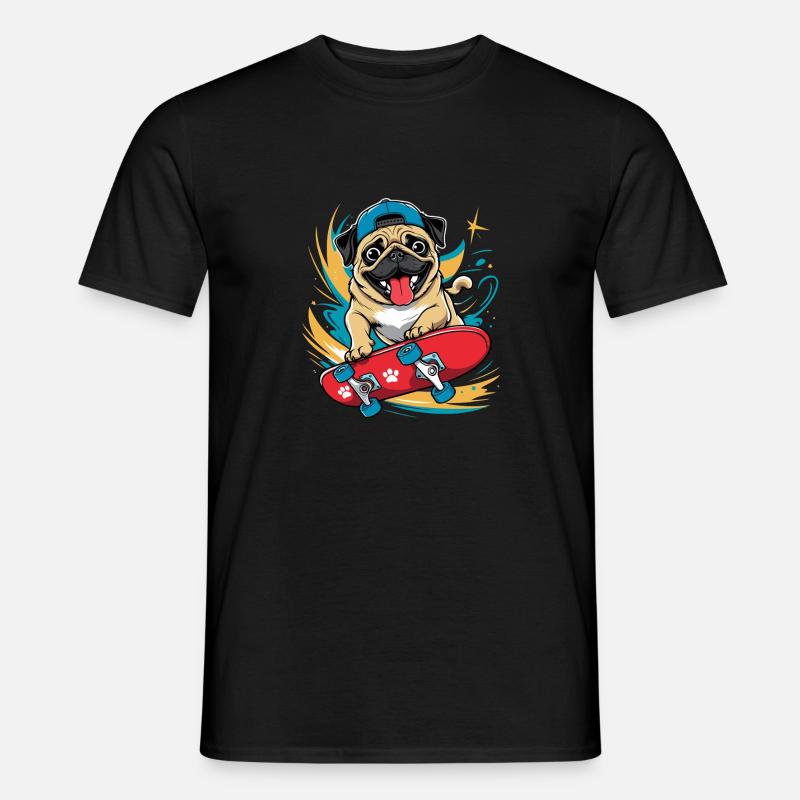 Skateboarder Hund, Skateboard Mops - Mænd T-shirt - sort