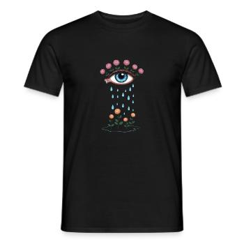 Tränenauge und Rosen Blühende Poesie - Männer T-Shirt - Schwarz - Vorne - AI Model Male 178 light (178cm)