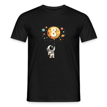 Astronaute mignon 8e anniversaire garçon espace extra-atmosphérique - T-shirt homme - noir - Devant - AI Model Male 178 light (178cm)