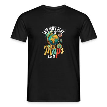 Geographic Information Systems Life Isn't Flat - Men's T-Shirt - black - Front - AI Model Male 178 light (178cm)